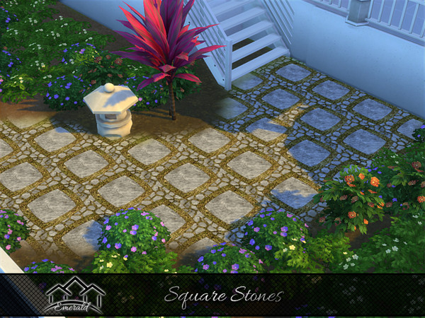 Sims 4 — Square Stones 5 by Emerald — Square Stones pavers are timeless outdoor flooring options.