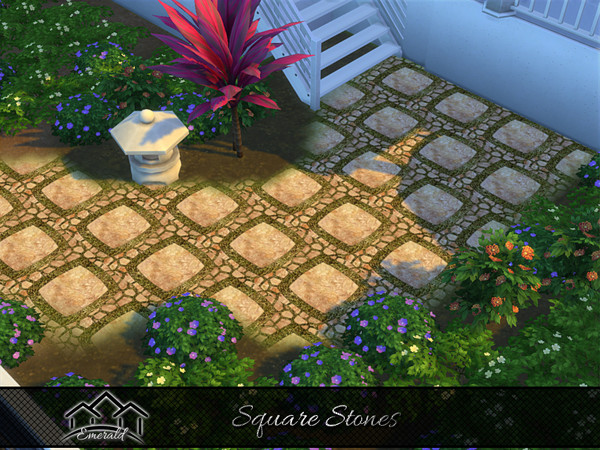 Sims 4 — Square Stones 6 by Emerald — Square Stones pavers are timeless outdoor flooring options.