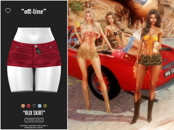 Sims 4 — Off-Line - Alix Skirt by VentaStudio — - 5 Swatches (67 Swatches on Patreon)