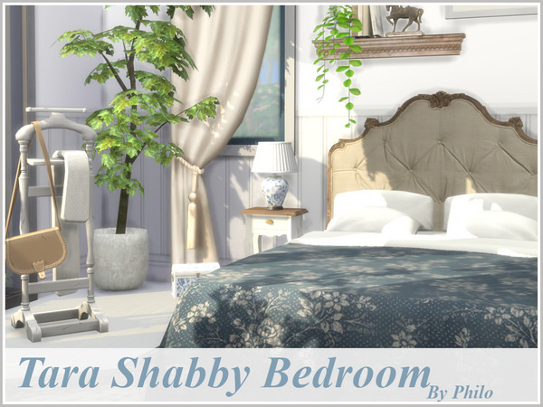 Sims 4 — Tara Shabby Bedroom by philo — Elegant shabby blue and white bedroom for romantic sims. Size: 7X6