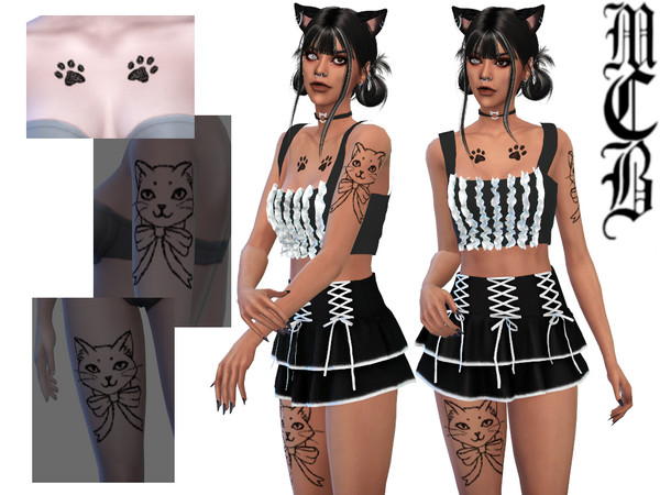 Sims 4 — Cat Paws Chest Tattoo by MaruChanBe2 — A cat themed for your cuties.