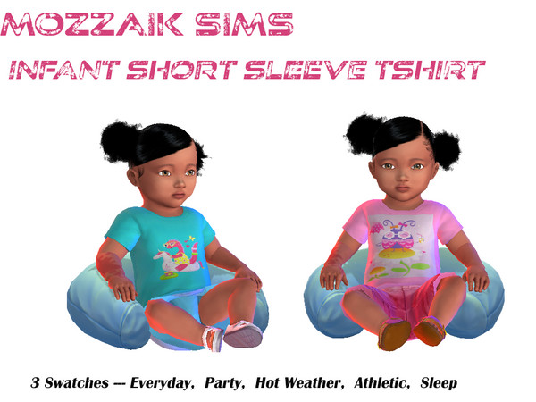 Sims 4 — Infant Moonlit TShirt by MozzaikSims — Infant short sleeve moonlit Tshirt Cotton Short Sleeve T-Shirts for