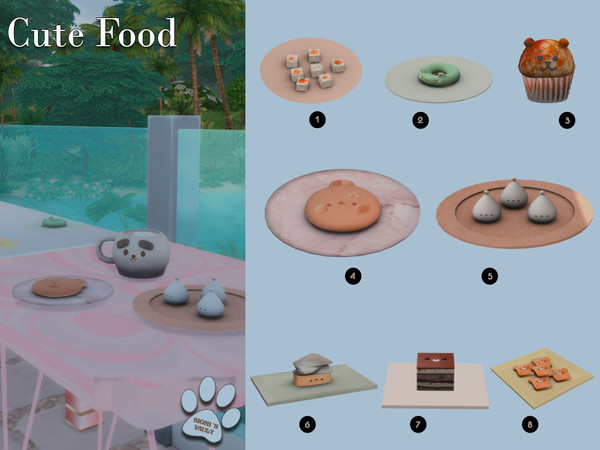 Sims 4 — Cute Food by siomisvault — My inner kawaii girl is fighting the Wednesday in me haha. I hope you like this set