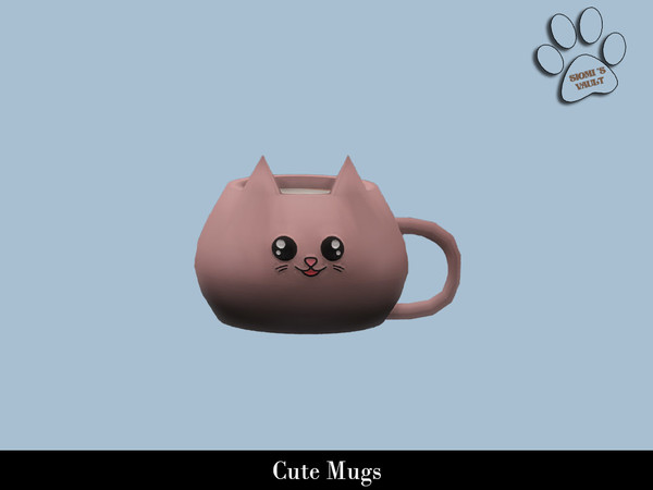 Sims 4 — Cute Mugs - Cat by siomisvault — And following the cute food set I decided to make cute mugs too! I hope you