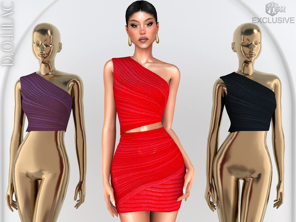 Sims 4 — One Shoulder Crop Top DO0957 by DOLilac — Custom thumbnail