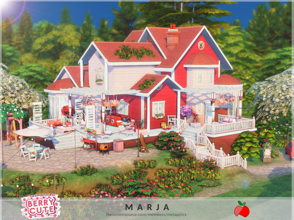 Sims 4 — Berry Cute - Marja - no cc by melapples — a cute 3 bedroom house in juicy colors.
