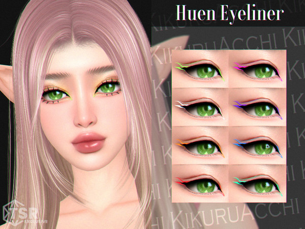 Sims 4 — Huen Eyeliner by Kikuruacchi — - It is suitable for Female and Male. ( Teen to Elder ) - 8 swatches - HQ