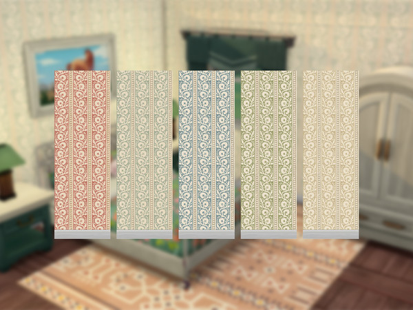 Sims 4 — Classic Manor by Sinegosa — Classic Manor is a beautiful wallpaper, features floral motifs in between classic