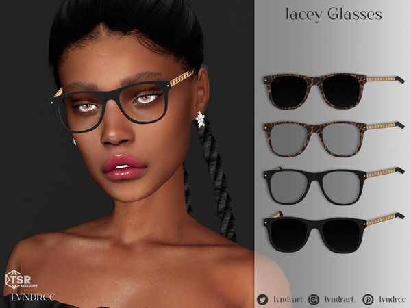 Sims 4 — Jacey Glasses by LVNDRCC — Glasses in a trendy, geometric acrylic frame, with daily tinted and dark ombre