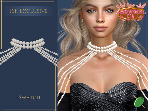 Sims 4 — Sienna Necklace by Pitted0live — Pearl bead neck and arm accessory, perfect for the showgirl aesthetic Custom