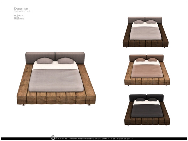 Sims 4 — Dagmar - bed double by Severinka_ — A set of furniture and decor for the design of the bedroom. 8 items - bed,