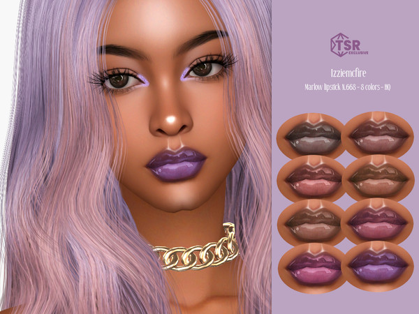 Sims 4 — IMF Marlow Lipstick N.668 by IzzieMcFire — Marlow Lipstick N.668 contains 8 colors in hq texture. Standalone