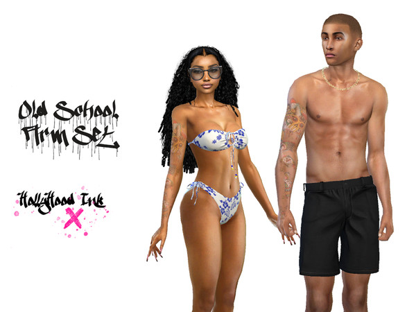Sims 4 — Old School Arm Sleeve Tattoo Set by teekdafreek2 — Old School Arm Sleeve Tattoo Set