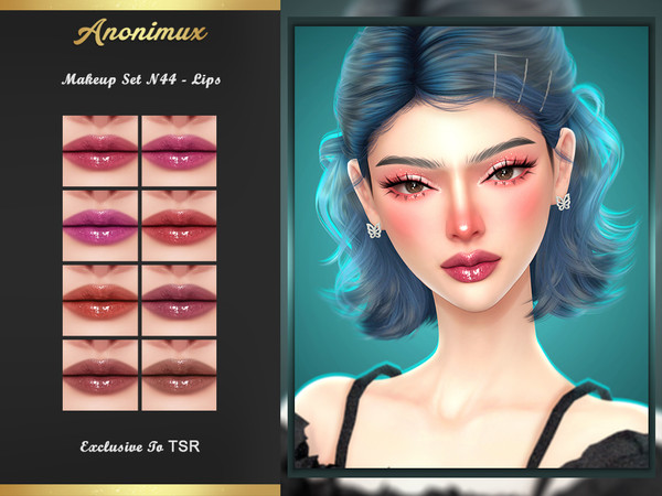 Sims 4 — Makeup Set N44 - Lips by Anonimux_Simmer — - 8 Swatches