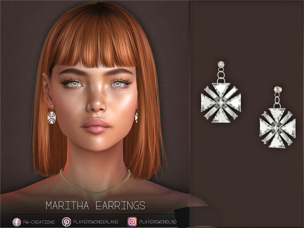 Sims 4 — Maritha Earrings by PlayersWonderland — Gemstone earrings in different metal colors. - 5 Swatches