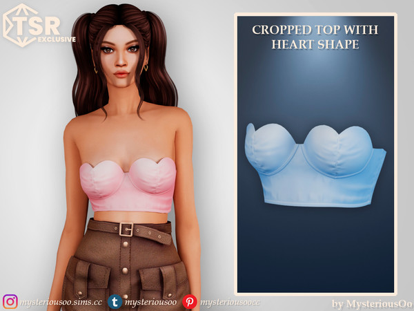 Sims 4 — Cropped top with heart shape by MysteriousOo — Cropped top with heart shape in 9 colors
