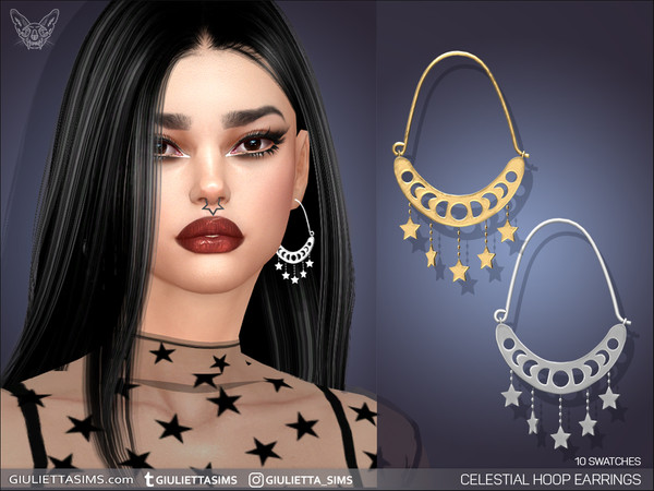 Sims 4 — Celestial Hoop Earrings by feyona — Celestial Hoop Earrings come with 10 swatches.