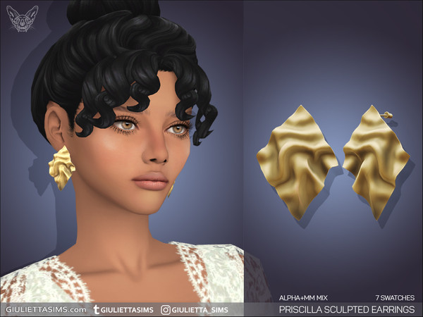 Sims 4 — GiuliettaSims_Priscilla_Sculpted_Earrings_MM.package by feyona — Priscilla Sculpted Earrings Set consists of 2