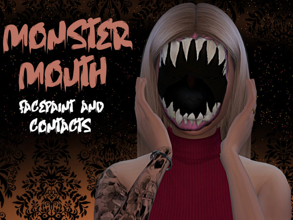 Sims 4 — Monster Mouth Makeup by _alttrait_ — It's September and Halloween is fast approaching! Yes, I start celebrating