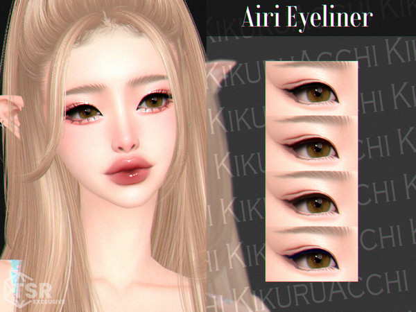 Sims 4 — Airi Eyeliner by Kikuruacchi — - It is suitable for Female and Male. ( Teen to Elder ) - 4 swatches - HQ