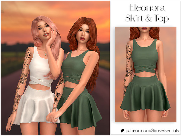 Sims 4 — Eleonora Skirt & Top by Simsessentials — Full Body