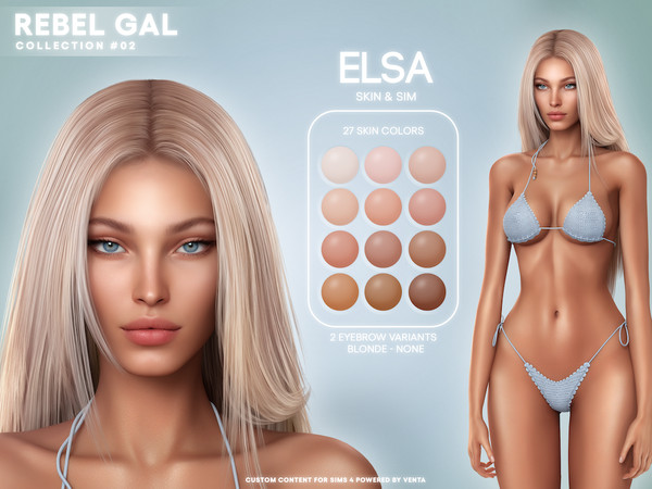 Sims 4 — Rebel Gal - Elsa Skin by VentaStudio — 54 Swatches