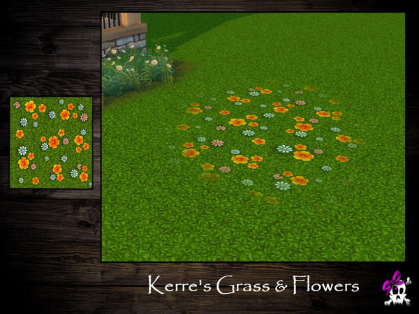 Sims 4 — Kerre's Grass Set by Kerre2215 — Two New Grass terain paints one with mushrooms and one with flowers