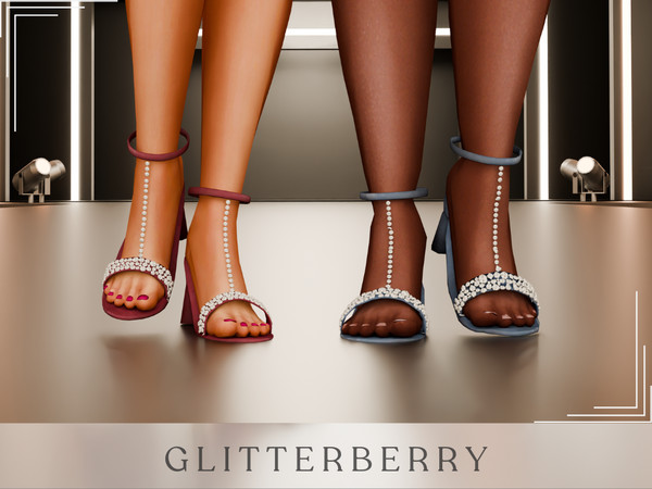 Sims 4 — Diamond Heels by Glitterberryfly — A block heel shoe with diamond accents