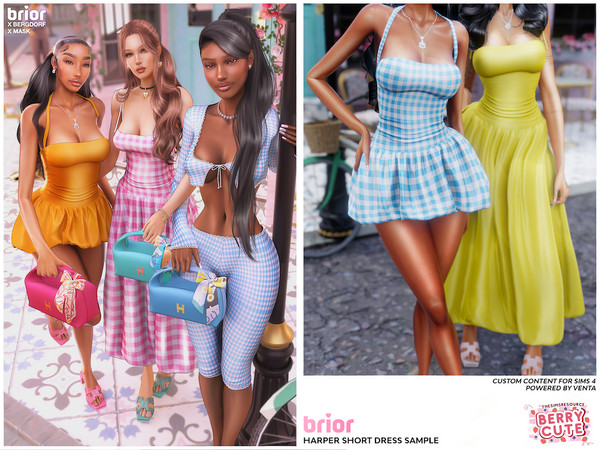 Sims 4 — Brior - Harper Short Dress by VentaStudio — - 5 Swatches (21 Swatches on Patreon)