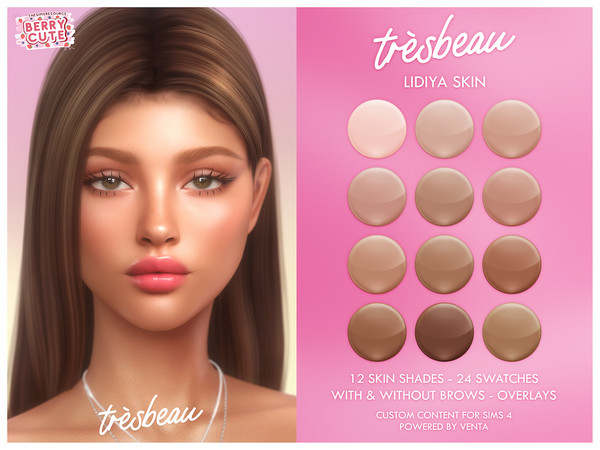 Sims 4 — Tres Beau - Lidiya Skin (Overlay) by VentaStudio — 24 Swatches