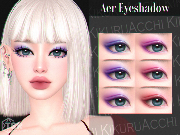 Sims 4 — Aer Eyeshadow by Kikuruacchi — - It is suitable for Female and Male. ( Teen to Elder ) - 6 swatches - HQ