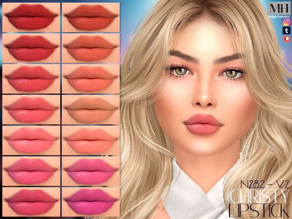 Sims 4 — Christy Lipstick N282 - V2 by MagicHand — Matte lips in 16 colors - HQ Compatible.