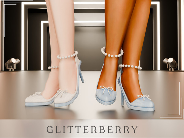 Sims 4 — Something Blue Heels by Glitterberryfly — A perfect something blue for any wedding. Shoes feature pearl bows