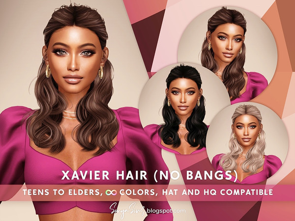Sims 4 — Xavier Hair - No Bangs by SonyaSimsCC — - Medium-length hair with curls. Includes 2 independent versions, with