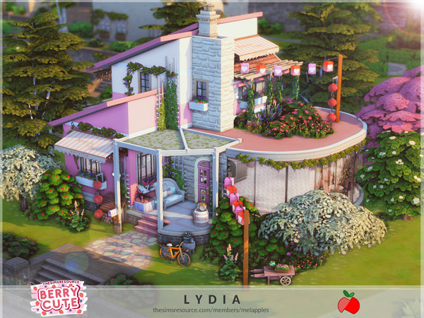 Sims 4 — Berry Cute - Lydia restaurant by melapples — a cute berry themed restaurant with a tiny apartment on the 2nd