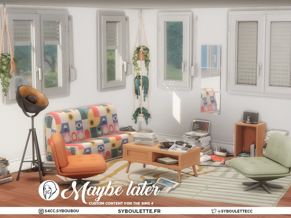 Sims 4 — Maybe Later - Living chair by Syboubou — Maybe Later is a cc set designed to capture the charm of imperfectly