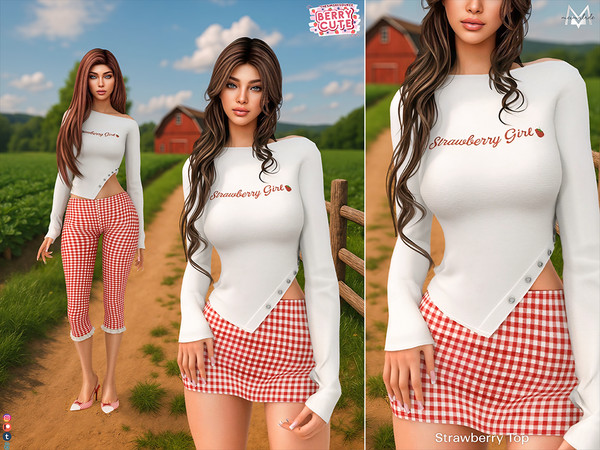 Sims 4 — Strawberry Top MC621 by Mermalade — New Mesh
