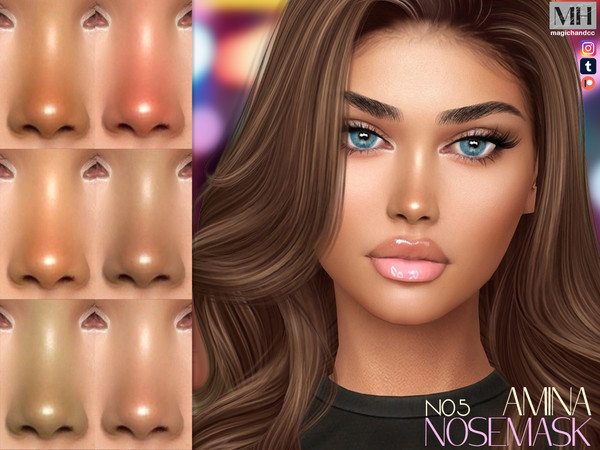 Sims 4 — Amina Nosemask N05 by MagicHand — Shiny tip nose mask for females and males in 14 swatches - HQ Compatible. (3