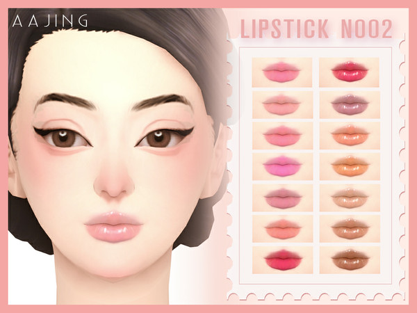 Sims 4 — Lipstick_n002 by ajing_03 — Lipstick with 14 colors
