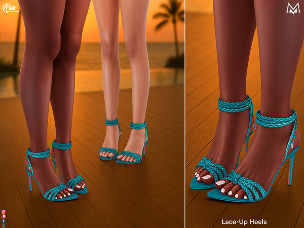 Sims 4 — Lace-Up Heels S628 by Mermalade — New Mesh