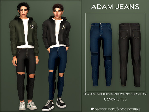Sims 4 — Adam Jeans by Simsessentials — New Mesh