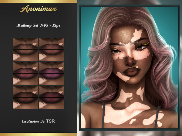 Sims 4 — Makeup Set N45 - Lips by Anonimux_Simmer — - 6 Swatches