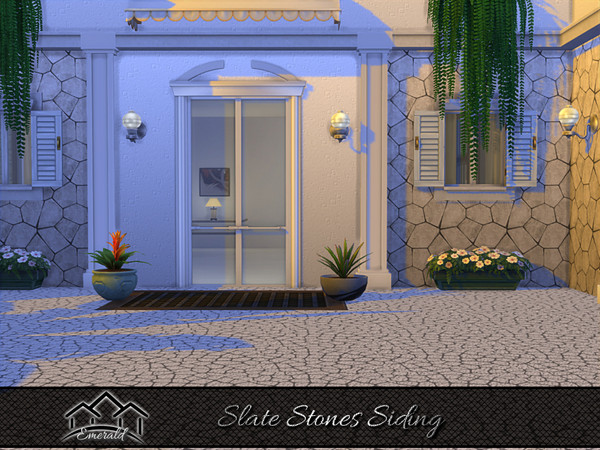 Sims 4 — Slate Stones Siding 3 by Emerald — Durable for exterior projects with natural looking appeal.