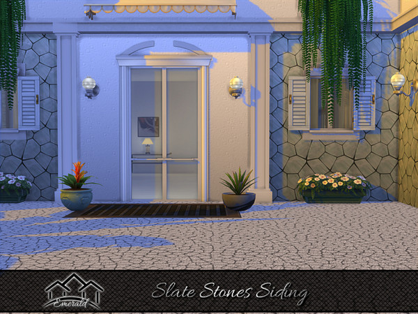 Sims 4 — Slate Stones Siding 4 by Emerald — Durable for exterior projects with natural looking appeal.