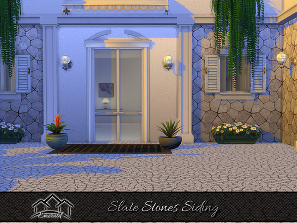 Sims 4 — Slate Stones Siding 5 by Emerald — Durable for exterior projects with natural looking appeal.