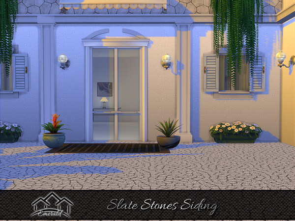 Sims 4 — Slate Stones Siding 7 by Emerald — Durable for exterior projects with natural looking appeal.