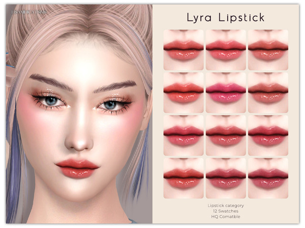 Sims 4 — Lyra Lipstick by Lisaminicatsims — -Lipstick category -HQ comatble -12 swatches