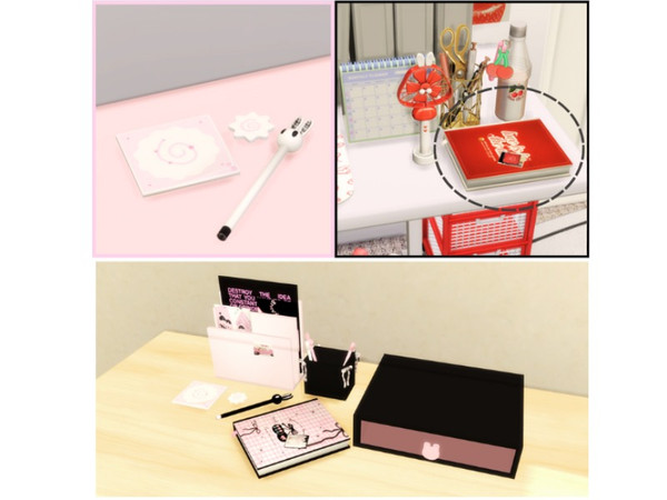 Sims 4 — Bunnie - Desk Set - Mouse Pad by ThatBunnie — Cute deco for home office