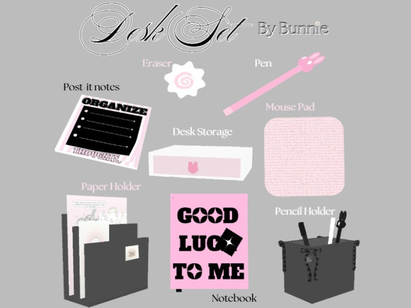 Sims 4 — Bunnie - Desk Set - Pencil Holder by ThatBunnie — Cute deco for home office