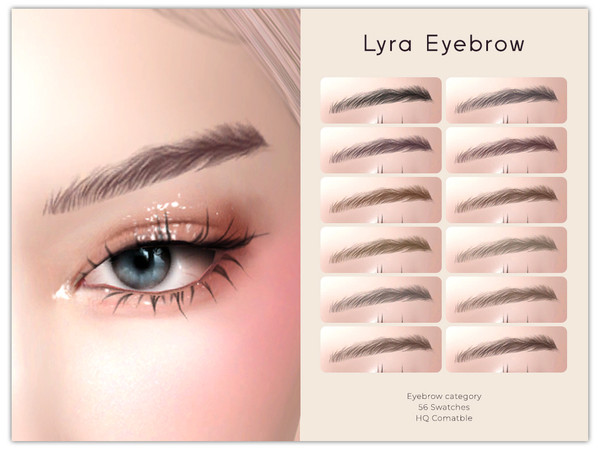 Sims 4 — Lyra Eyebrow by Lisaminicatsims — -Eyebrow category -HQ comatble -56 swatches